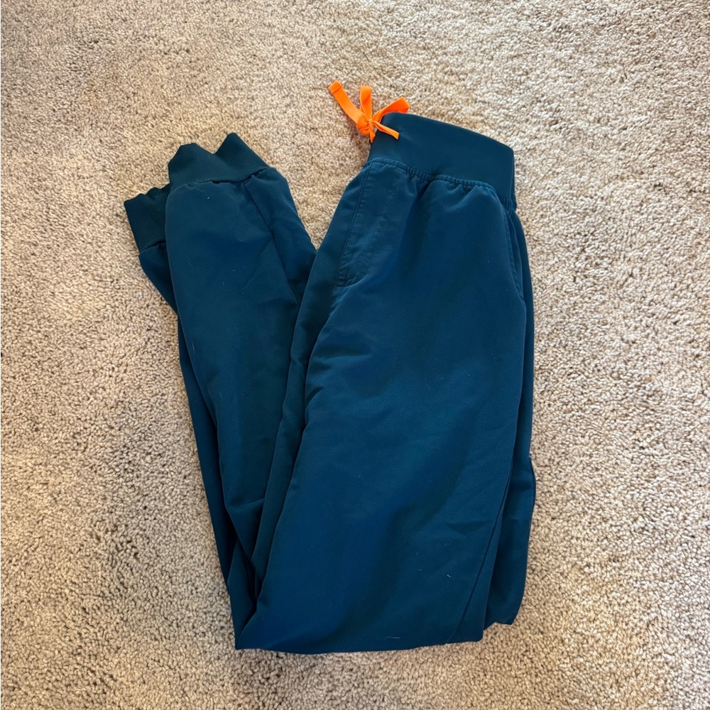 Figs Navy Joggers with Orange Drawstring